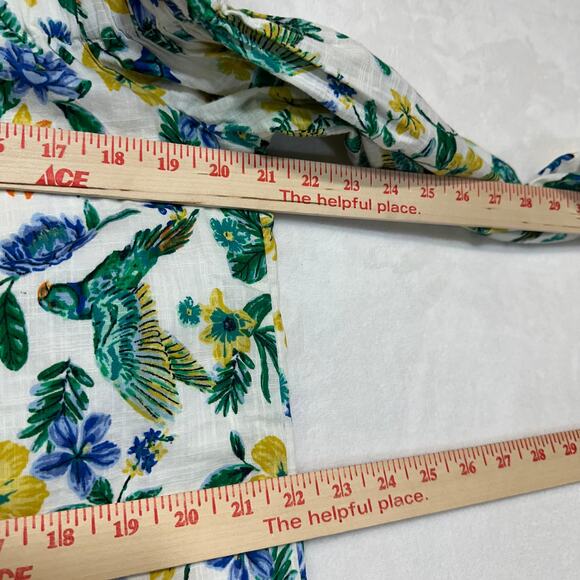 Old Navy Small Off-Shoulder 3/4 Dress Green/Blue Floral Birds Resort Summer Cute - Picture 9 of 11